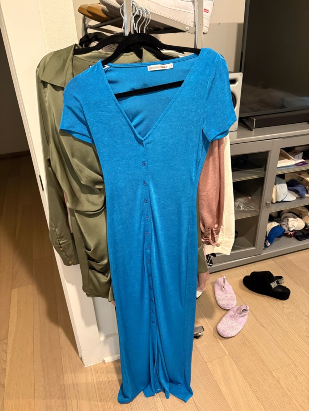 Bright Blue Button-Front Women’s Dress